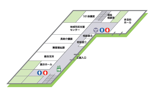 寒川庁舎1階フロアマップ