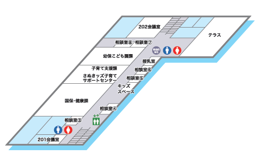 寒川庁舎2階フロアマップ