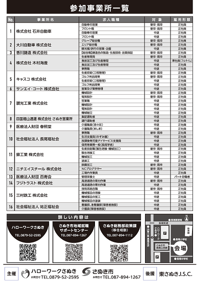 さぬき市いきいき就職面接会チラシ裏面画像