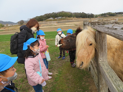 えさやり体験する園児ら2